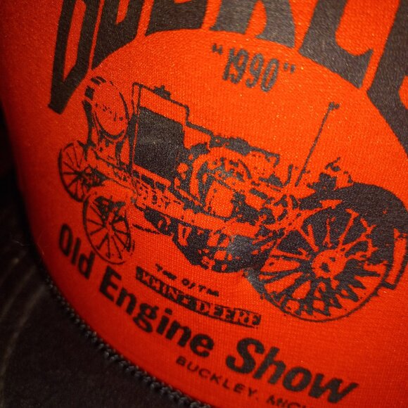 VTG Buckley Old Engine Show 1990 John Deere Cap Hat Trucker Black Red Mesh - Picture 2 of 7